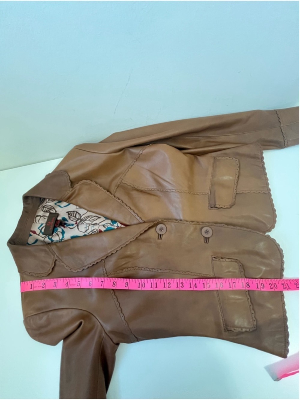 Danier Vintage Brown Camel Genuine Leather Button Front Jacket Size XS - Picture 10 of 10